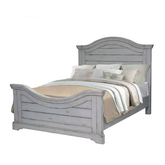 Bowery Hill Modern Transitional Antique Gray Wood Queen Panel Bed