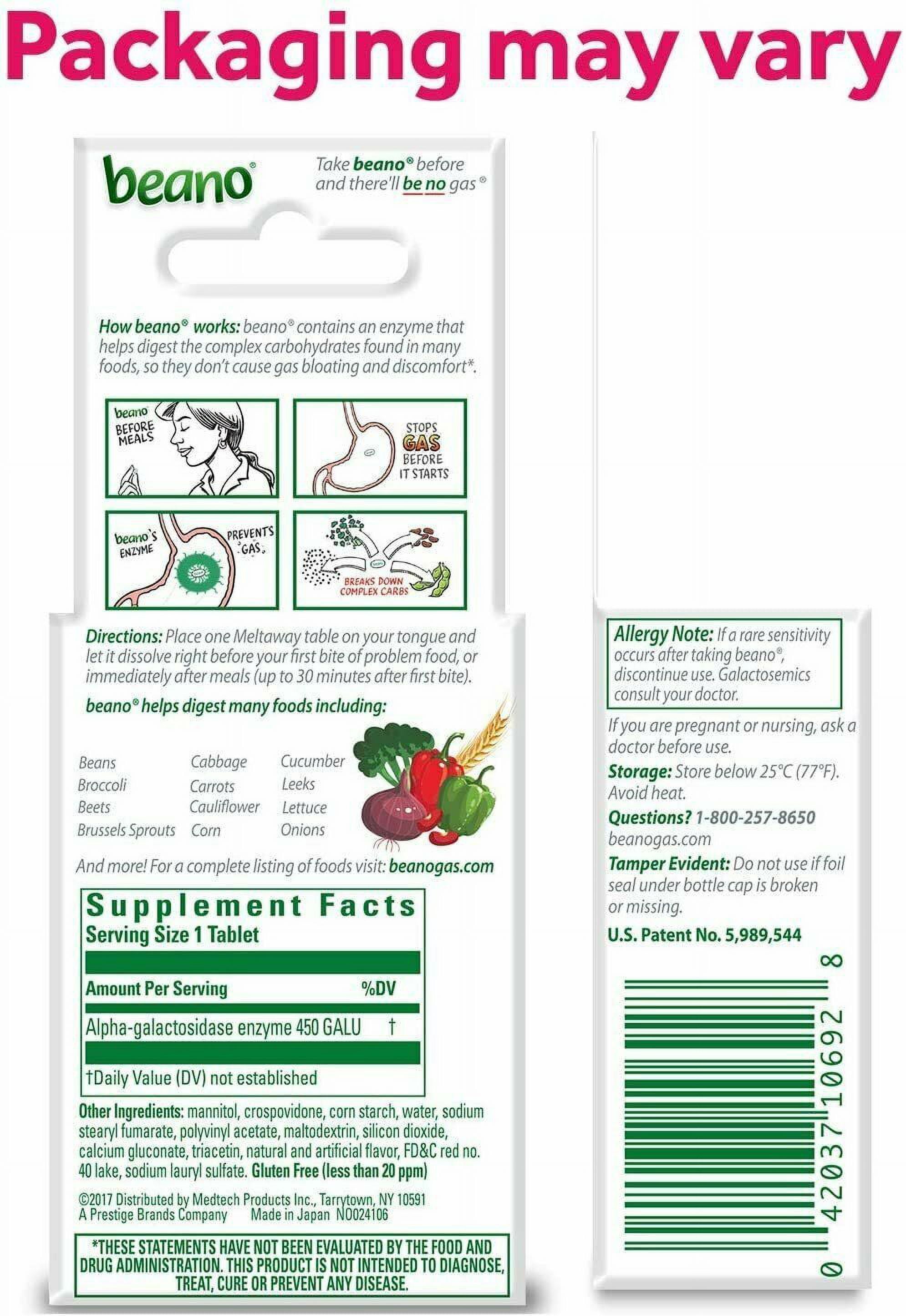 4 Pack - Beano Meltaways Food Enzyme Dietary Supplement 15 Tablets (Strawberry)