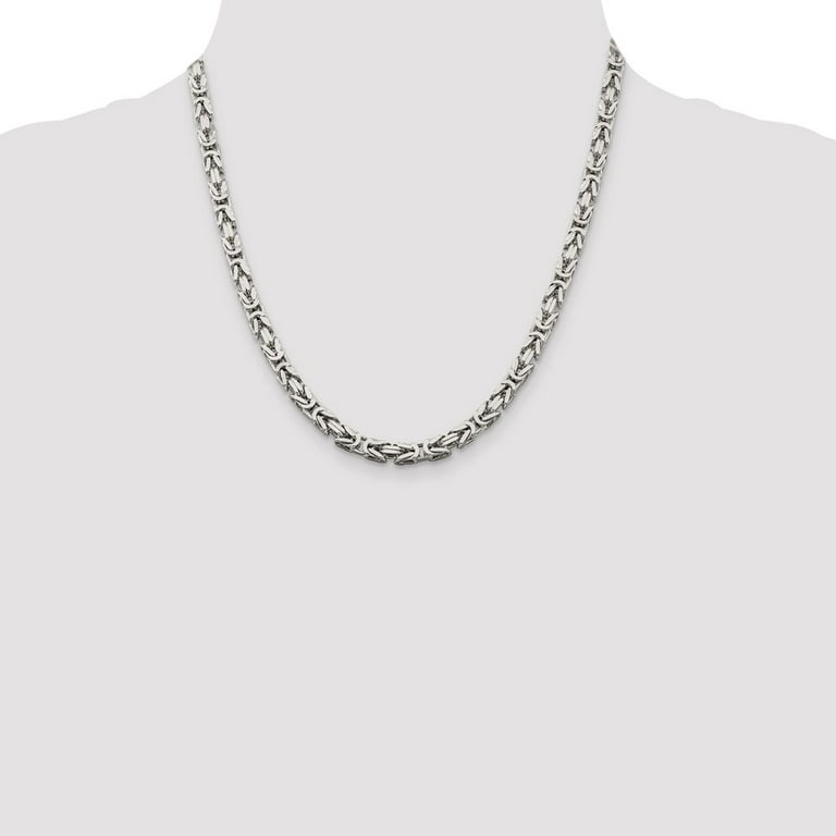 5mm Mens Byzantine Chain Necklace 925 Sterling Silver 85GR 26Inch