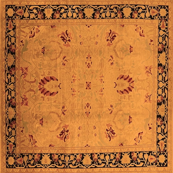 Ahgly Company Indoor Square Oriental Orange Industrial Area Rugs, 5' Square