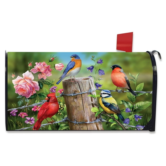 Briarwood Lane Fence Post Birds Spring Large / Oversized Mailbox Cover