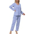 thumbnail image 2 of Anygrew Women's Pajamas Set Long Sleeve Shirts and Long Pants 2 Piece Pjs Sleepwear with Pockets, 2 of 8