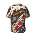 thumbnail image 2 of KLL Space Adventure Print Men's Shirt Short Sleeve Button Down Summer Cuba Beach Shirts- Medium, 2 of 7