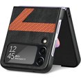 thumbnail image 4 of Case for Galaxy Z Flip 4 5G 5G, Fashion Z Stitching Design Pattern Shockproof Protection Phone Case Full Body Protection Back Case Slim Phone Cover for Galaxy Z Flip 4 5G 2022, Black, 4 of 13