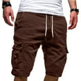 thumbnail image 5 of QUYUON Shorts for Men Athletic Linen Shorts Clearance Black Shorts Men Workout Shorts for Men Short Pants Casual Summer Cargo Shorts Style M-681 , Brown XXL, 5 of 6