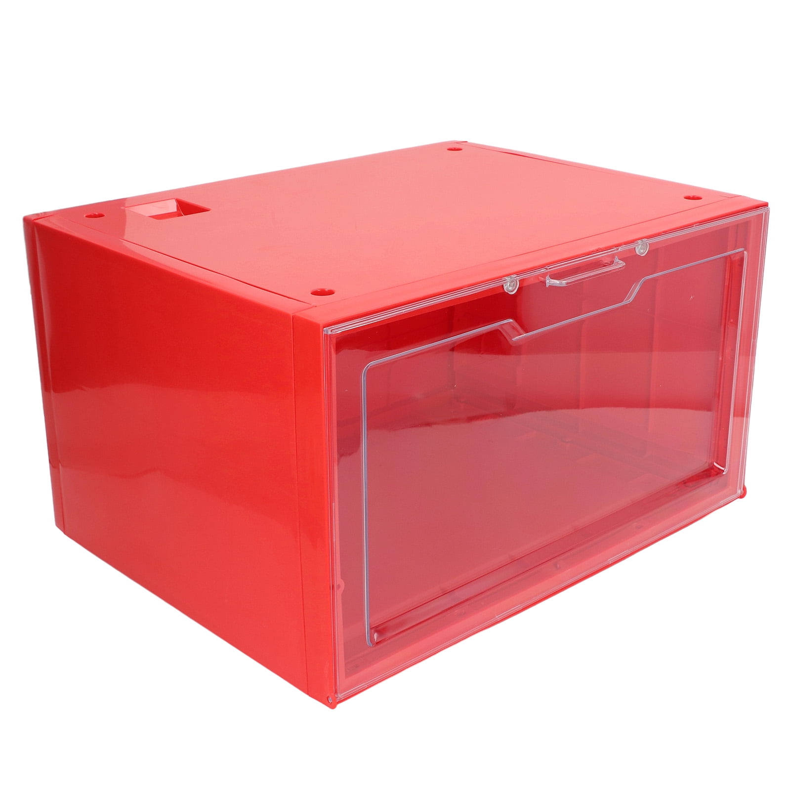 Plastic Shoe Box, Shoe Display Case Stackable For Sneakers Red