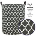 thumbnail image 5 of Caroeas 18.0-Inches Thicken Laundry Basket, Waterproof Large Laundry Basket Drawstring Closure, Collapsible Laundry Basket Soft Leather Handles, Laundry Hamper, Clothes Hamper (Grey Qua trefoil), 5 of 6