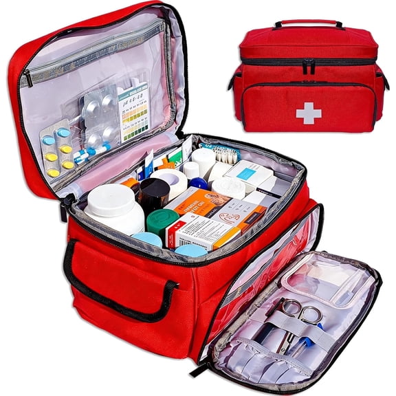 Godery Medicine Bag Organizer, Multi Pockets Medical Travel Bag, Pill Bottle Organizer Storage Case for Emergency Medication, Supplements, Medical Kits, Home Travel Outdoor Use