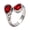 Silver-dark red, variant on Men's Women's Stainless Steel Retro Gemstone Signet Rings Teardrop Crystal Zircon Ring Red Size 8
