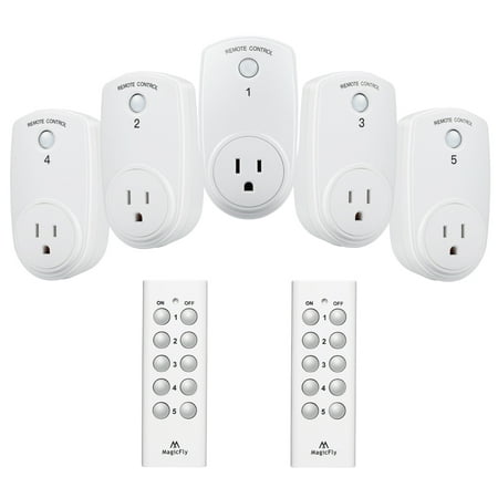 Magicfly Wireless Remote Control Outlet Light Switch 100-Feet Range for Lamps Lights and Power Strips 2 Remote 5