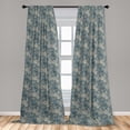 thumbnail image 2 of Floral Window Curtains, Retro Art Style Pattern of Flower Drawings Sketch Lines and Dots Botanical Feels, Lightweight Decor 2-Panel Set with Rod Pocket, Pair of - 28"x63", Dusk Sea Blue, by Ambesonne, 2 of 3