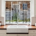 thumbnail image 2 of Ambesonne Prehistoric Country Kitchen Curtains, Old Farmhouse, 55"x45", Brown Green Grey, 2 of 3