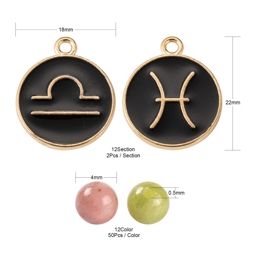 1box Birthstone Bracelets Jewelry Making Kits Including & Constellation Alloy Enamel Pendants Mixed color 624pcs/box