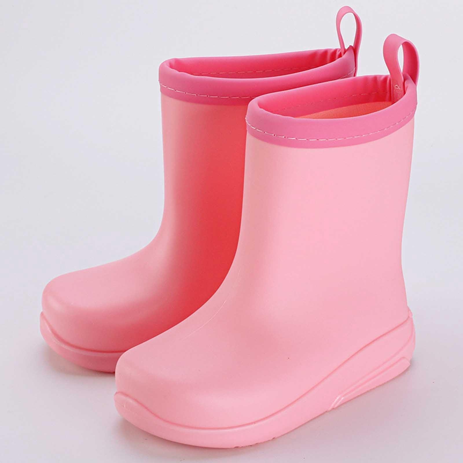 Tisuna Boys Girls Rain Boots Toddler Solid Color Anti- Easy On Booties Waterproof Lightweight Unisex Teen Children Rainy Day Outdoor Rain Shoes Size 5.5-6 Years