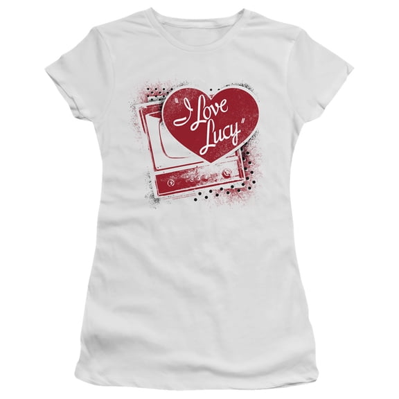I Love Lucy Spray Paint Heart S/S Junior Women's T-Shirt Sheer White