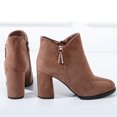 thumbnail image 4 of NECHOLOGY Botas Mujer Adulto Femenino Zapatos Botines para mujer Zapatos de mujer Botas casuales Color sólido Tacón Tacón grueso Gamuza y botas de terciopelo (Khaki, 7.5), 4 of 6