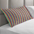 thumbnail image 2 of Rainbow Quilted Pillowcover, Colorful Swirls Vertical Waves Rhythmic Design Cheerful Funky Retro Graphic, Standard King Size Accent Pillow Cover for Bedroom, 36" x 20", Multicolor, by Ambesonne, 2 of 2