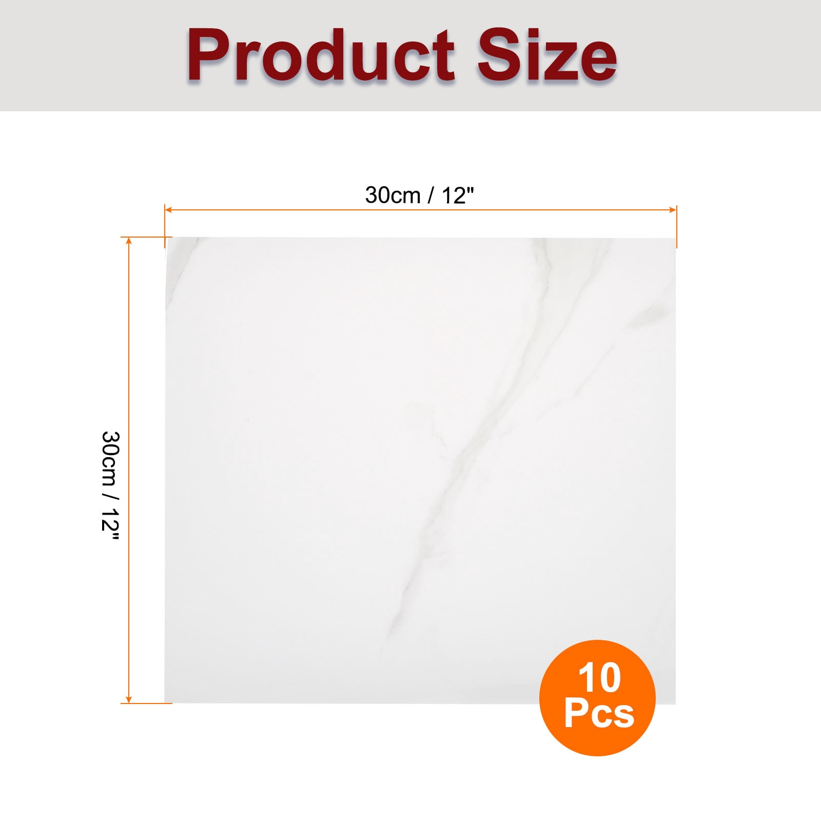 Uxcell 10Pcs Peel and Stick Marble Tiles, Waterproof Wall Panel Backsplash, 12"x12" Peel and Stick Shower Tiles for Bathroom, Classic White Design