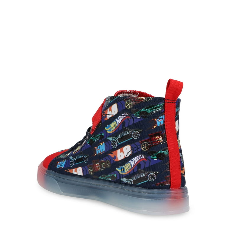 Hot Wheels Toddler Boys Light-up High-Top Sneakers, Sizes 10 Hot Wheels Toddler Boys Light-up High-Top Sneakers, Sizes 10