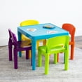 thumbnail image 4 of Humble Crew Island Toddler Lightweight Plastic Table and 4 Chairs Set, Square Turquoise Table & Green/Yellow/Purple/Orange Chairs, 4 of 8