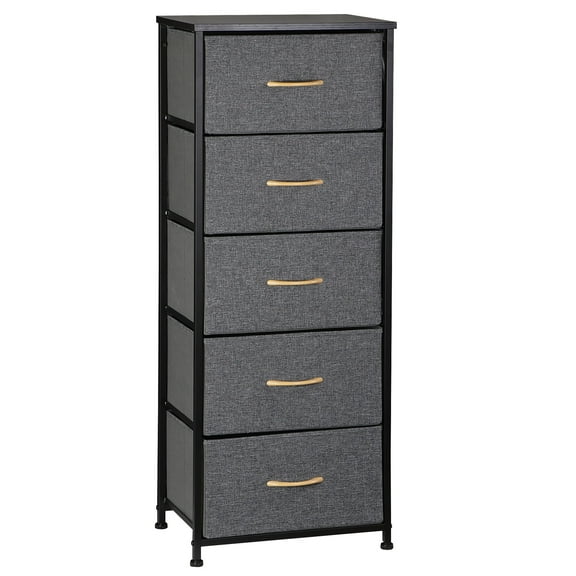 ZENSTYLE Fabric Storage Tower with 5 Drawers Organizer Unit for Bedroom Living Room Gray