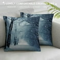 thumbnail image 3 of Creowell  Winter Pillow Covers, Blue Snow Snowstorm in Park Winter Landscape Scene Double Sided Decorative Pillows Cases Throw Pillows Covers, 3 of 5