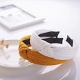 thumbnail image 2 of Diademas anudadas para mujeres y niñas, 9 unidades, diademas de turbante anchas y lisas, bandas para el cabello con nudo cruzado a la moda con colores sólidos, 2 of 7