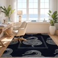 thumbnail image 3 of Design&I 5'x7' Washable Area Rug Snake Minimalist Coiled Serpent Centered Motif Boho Round Print Refined for Small Living Room, Bedroom, Sleek Flatweave Pet Friendly & Non-Slip, 3 of 7