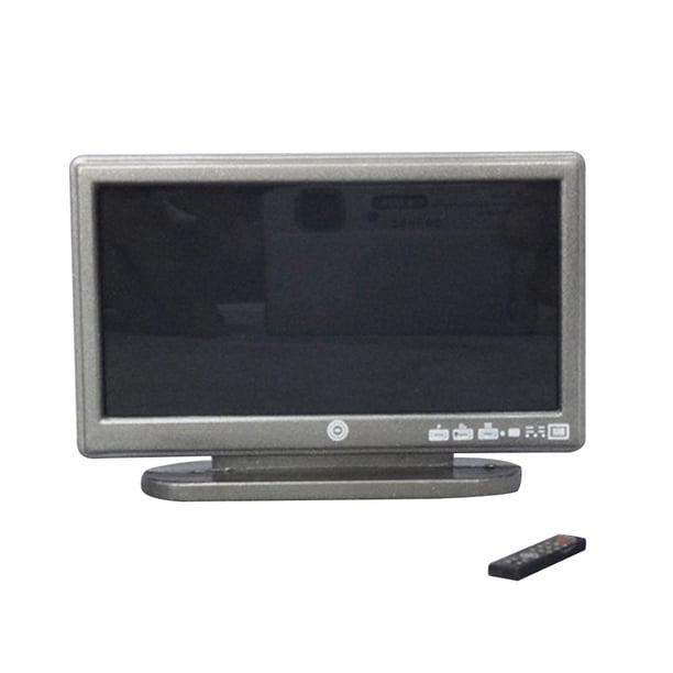 EeaseMX Mini casa de juguete con accesorios para televisión de pantalla ancha en miniatura, muebles de juego de simulación (gris)