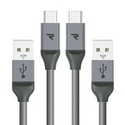 RAMPOW 2-Pack 6.6ft Braided USB-C to USB-A Cable, Fast Charging Cable For Samsung Galaxy, Google Pixel, OnePlus Phones And More - Grey