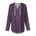 thumbnail image 4 of UPPADA Womens Comfy Hoodies V Neck Drawstring Hoodies Fall Dressy Solid Pullover Tops Loose Fit Soft Blouses Womens Hoodies Pullover Graphic Purple,XL, 4 of 5