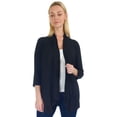 thumbnail image 1 of Simply Ravishing Women's Basic Assymetrical 3/4 Sleeve Open Drape Cardigan, Small, Black, 1 of 5