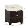 thumbnail image 3 of Outsunny 2 PCS Patio Wicker Ottoman Set, Two Square Outdoor PE Rattan Footrest with Removable Cushion, Freely Combined Furniture w/ Handle for Backyard, Garden, Poolside, Beige, 3 of 10