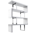 thumbnail image 2 of Gina 67 Inch Modern Bookshelf 4 Tier Alternating S Shape White and Chrome, 2 of 5