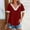 Red, variant on Women's Crochet Lace Trim V-Neck Blouse Short Sleeve Eyelet Embroidery Hollow Out Top Loose Fit Flowy Summer Shirt