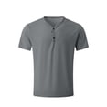 thumbnail image 4 of Betivan Men's Solid Color V Neck Half Button Short Sleeve Top Casual Shirt Breathable Blouse Lightweight Sporty for Exercise Outdoor Gym Leisure, 4 of 8