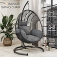 thumbnail image 5 of TQKVIPI Oversized Hanging Egg Chair Outdoor Indoor, Wicker Swing Egg Chair with Stand  Rain Cover UV Resistant Cushion 400lbs Capacity for Bedroom, Patio, Garden and Balcony (Black-Regular), 5 of 12