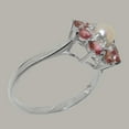 thumbnail image 3 of LBG British Made 10k White Gold Cultured Pearl & Pink Tourmaline Womens Engagement Ring - 33 size options - Size 8, 3 of 6