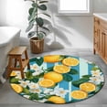 thumbnail image 4 of Round Area Rug-3ft Summer Lemon Flowers Non Slip Washable Circle Carpet Soft Large Floor Rugs for Living Room Bedroom Nursery Office, 4 of 9