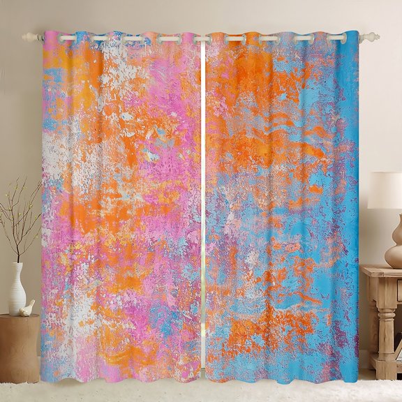 Manfei Gradient Tie Dye Blackout Curtains Set of 2 (52x84 Each),Retro Batik Aesthetic Window Curtains,Orange Blue Pink Curtains and Drapes For Teens,Luxury Bedroom Decor