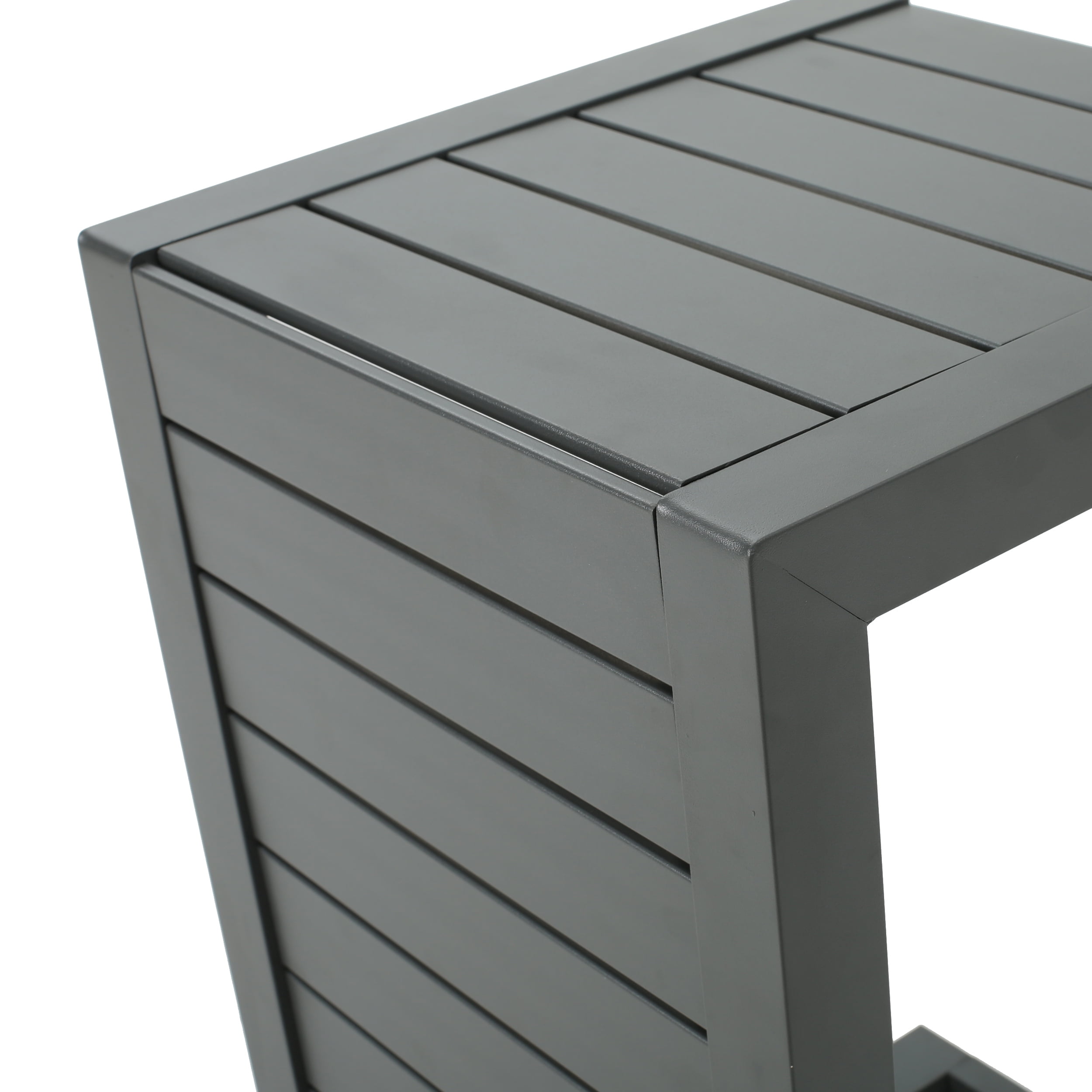 Miller Outdoor Aluminum Chaise Lounge and C-Shaped Side Table, Grey