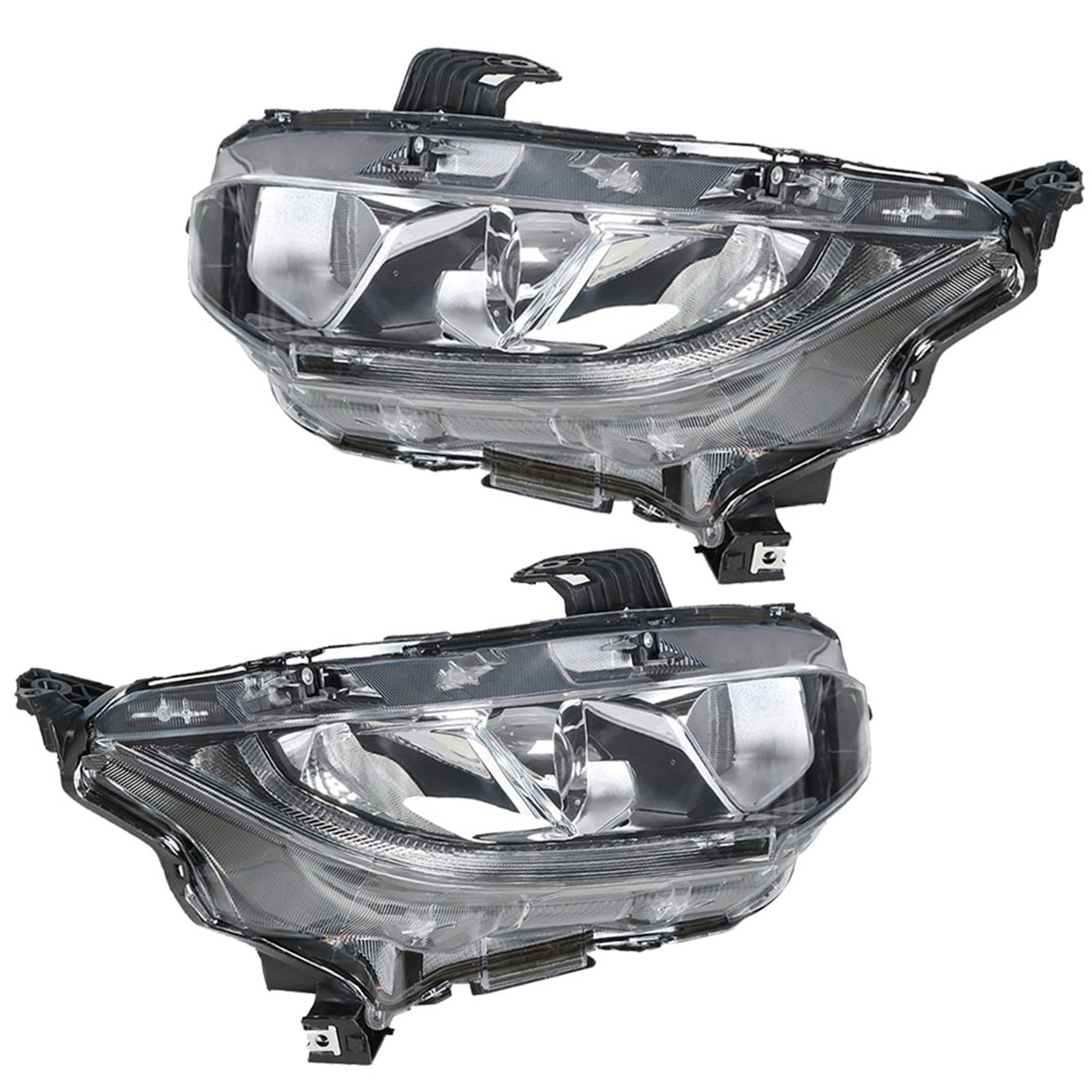 Black Halogen Projector Headlights For 2016-2020 Honda Civic – Left & Right Pair
