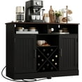 thumbnail image 7 of Farmhouse 42.5" Buffet Cabinet with Prower Outlets, Large Sideboard Storage Cabinet with Wine Rack. Wooden Coffee Bar Cabinet for Kitchen, Black, 7 of 7