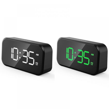 AJZIOJIRO Smart Digital Clock Large Numbers Green/White Small Digital Clock 5 LED Display Adjustable Alarm Volume USB Port for Charging