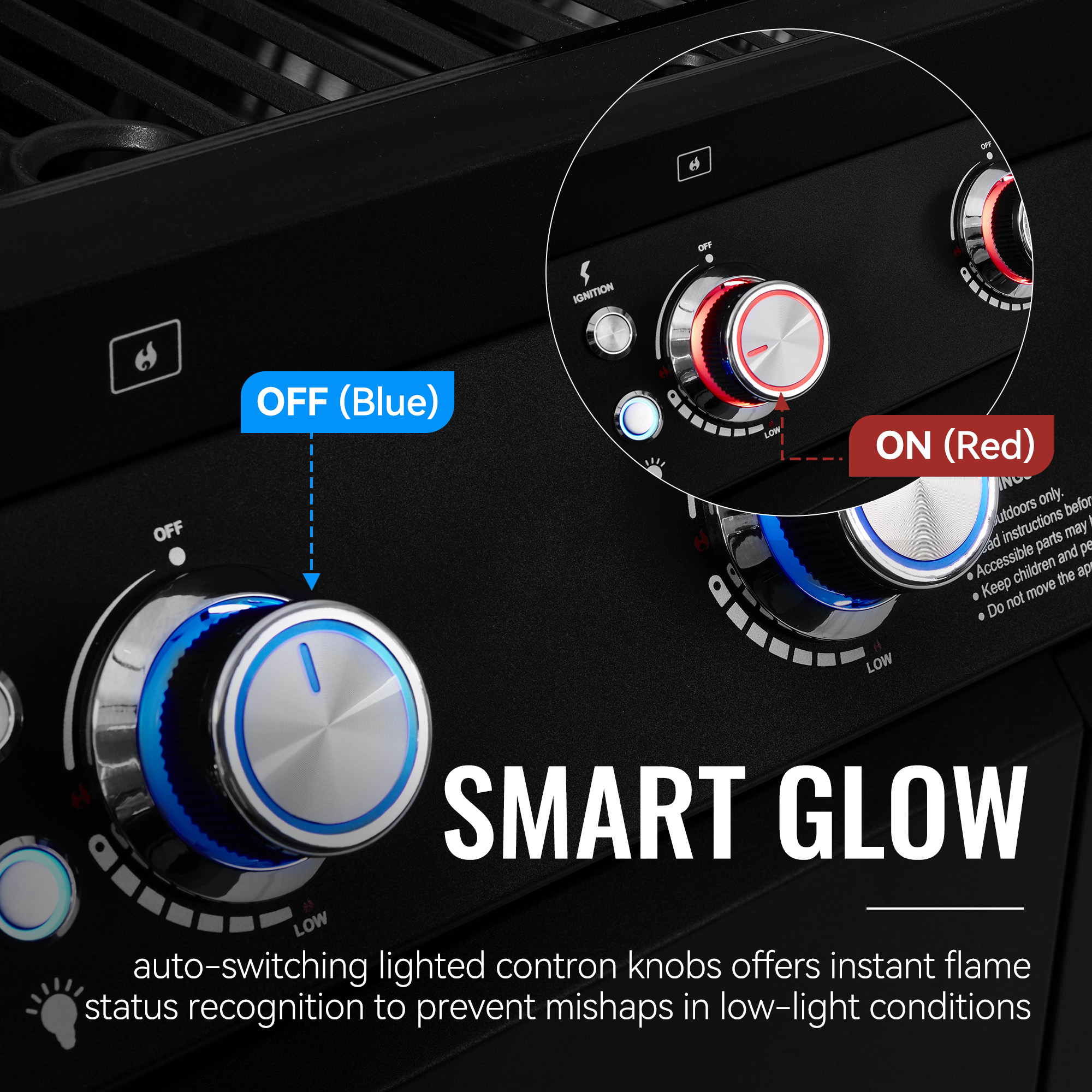Royal Gourmet GEA5001H 5-Burner Gas Grill with Infrared Side Burner,Visible Upper Cover,Cabinet Style Grill for Outdoor Grilling and Backyard Cooking, Black