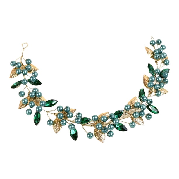 Diadema con enredadera para el cabello de boda, accesorio creativo para el cabello para jugar con Roes Verde
