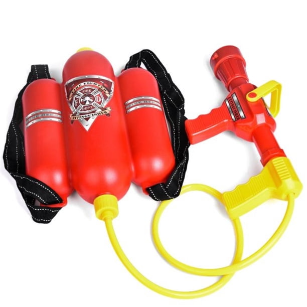 Pistola de agua con mochila de bombero para niños: tanque con manguera, chorro de agua superrápido, adecuada para jugar al aire libre para niños y niñas, juego de simulación de bombero.