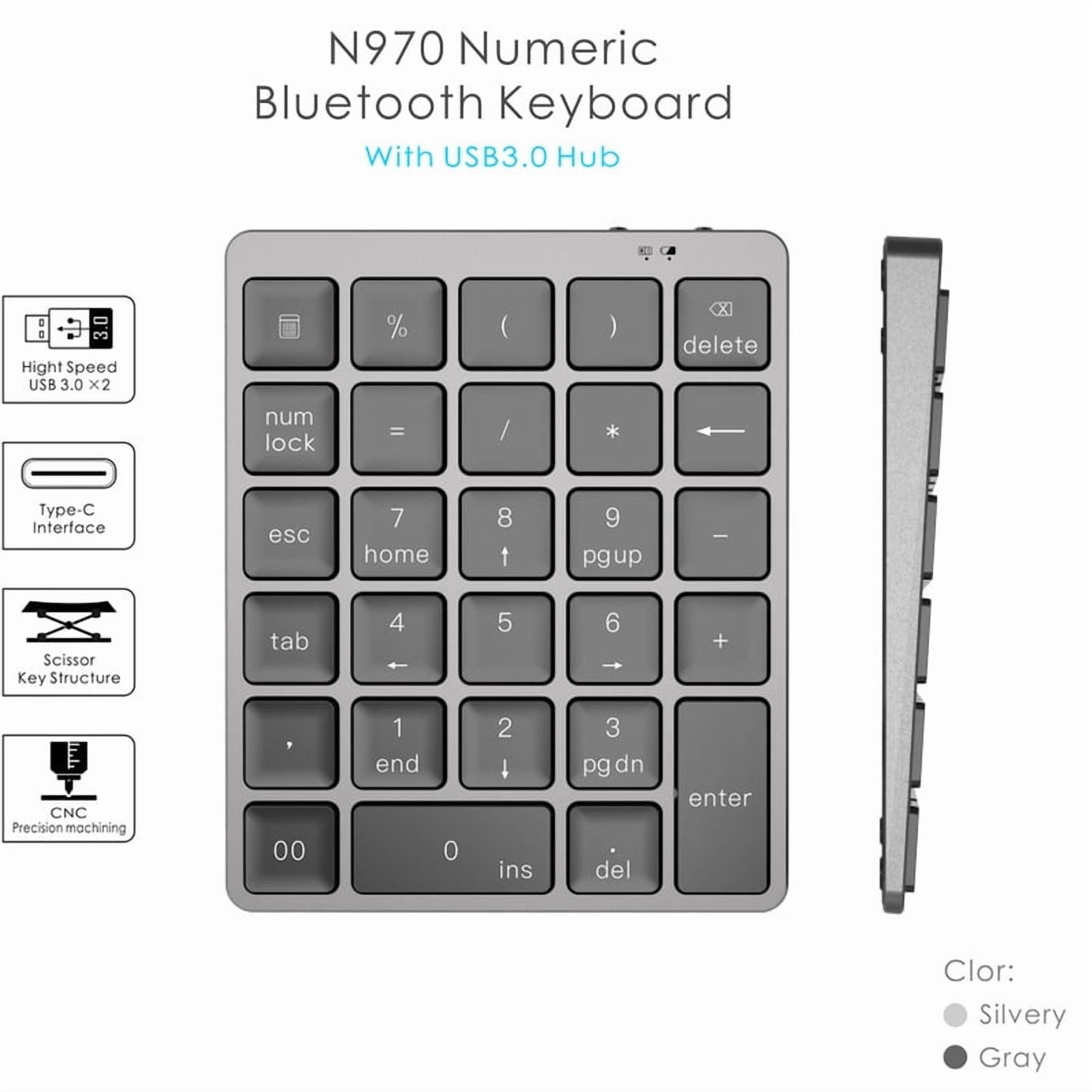 Numeric Keypad Numpad Bluetooth Wireless Keyboard 28 Keys One Handed Keypad Finance Accounting External Mini Keyboard N960 N970