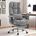 thumbnail image 1 of Big and Tall Office Chair  X-Embroidery PU Leather Home Chair  Adjustable  Back Computer Gaming Chair  Swivel Executive Office Chair with Footrest and Lumbar Support  Grey, 1 of 6