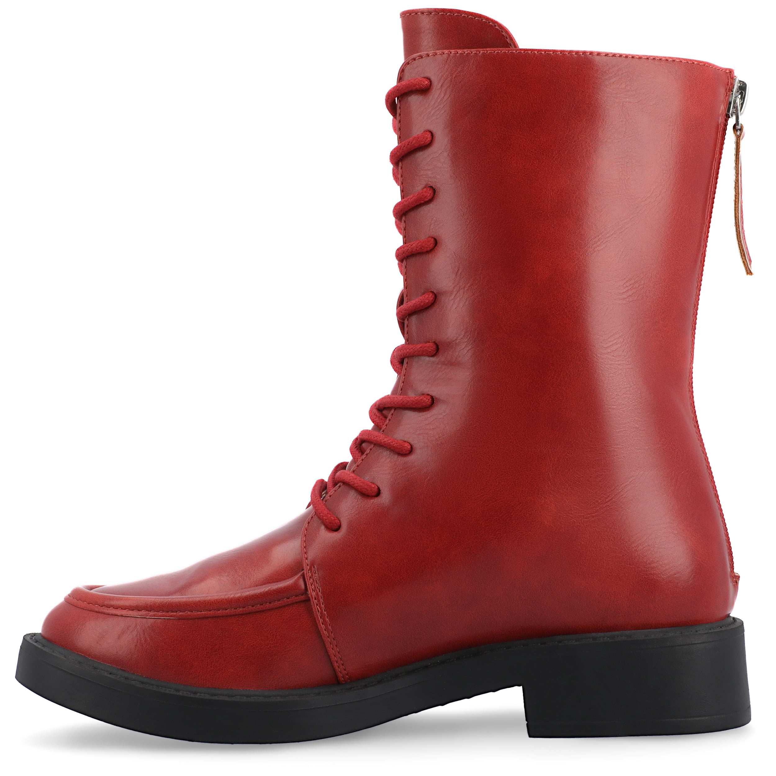 Journee Womens Nikks Lace Up and Zip Entry Almond Toe Booties